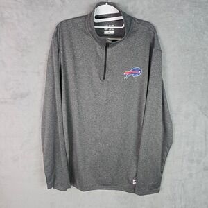 NFL Ultra Game Buffalo Bills Mens XL Quarter Zip Pullover Heather Grey NWT